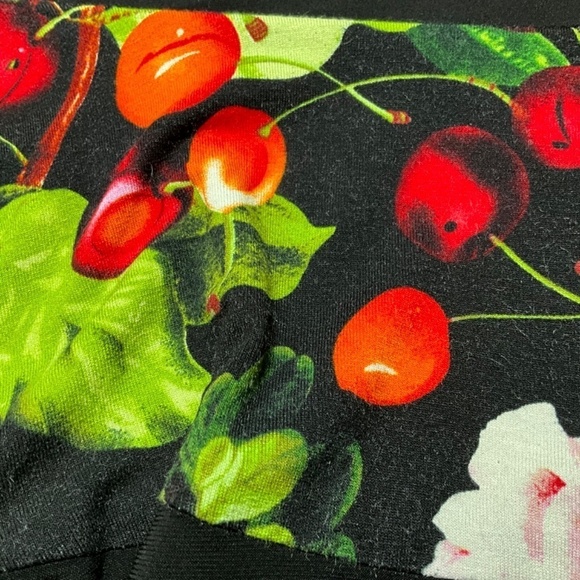 JOSEPH RIBKOFF Tropical Fruit Print Dress Cap Sleeves Popover Style Cowl Neck 8 - Picture 9 of 10